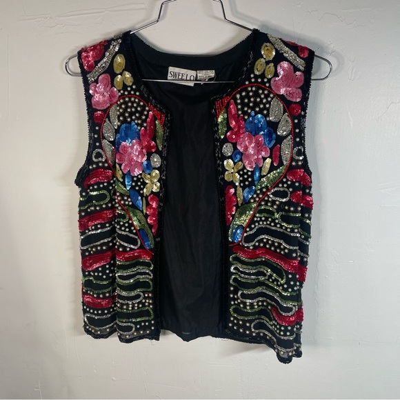 sweelo Jackets & Blazers - Vintage Silk Floral Fully Beaded and Sequined Vest